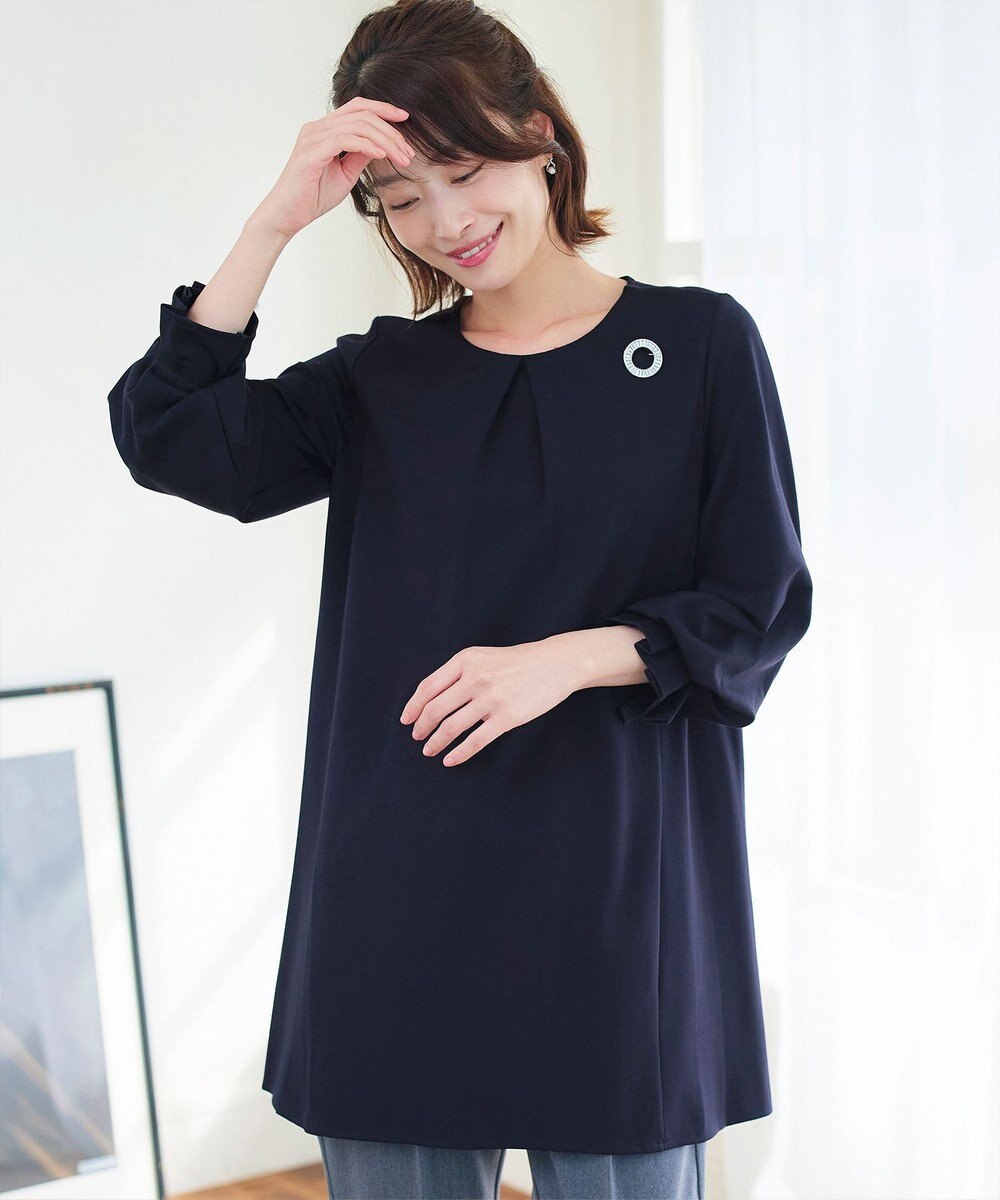 Tiaclasse L 【洗える】タックスリーブポンチチュニック 