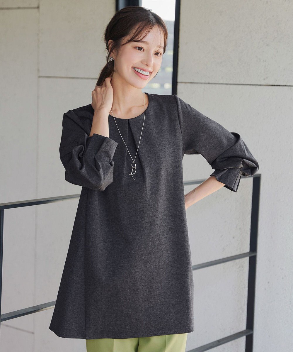 Tiaclasse L 【洗える】タックスリーブポンチチュニック 