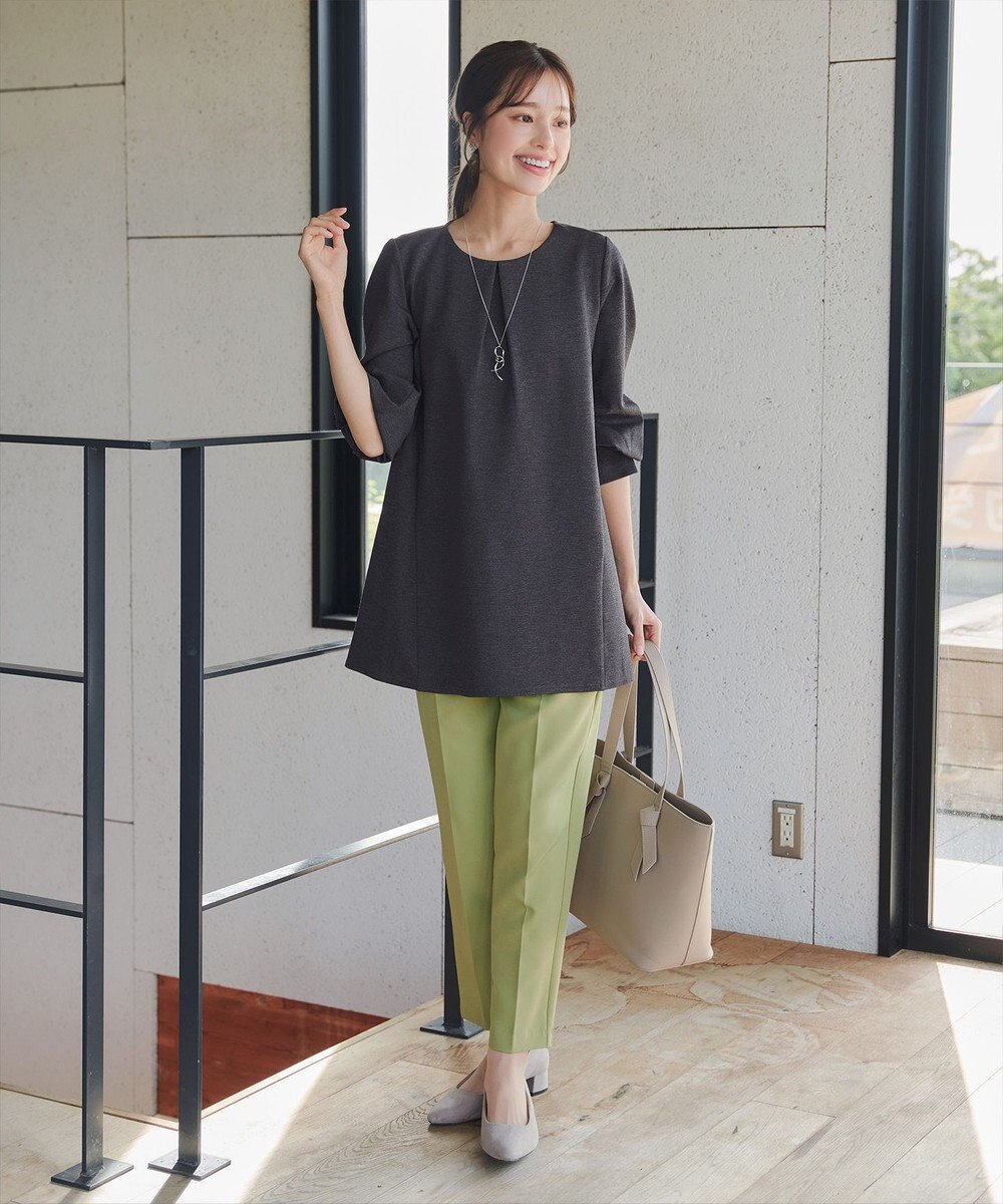 Tiaclasse L 【洗える】タックスリーブポンチチュニック 