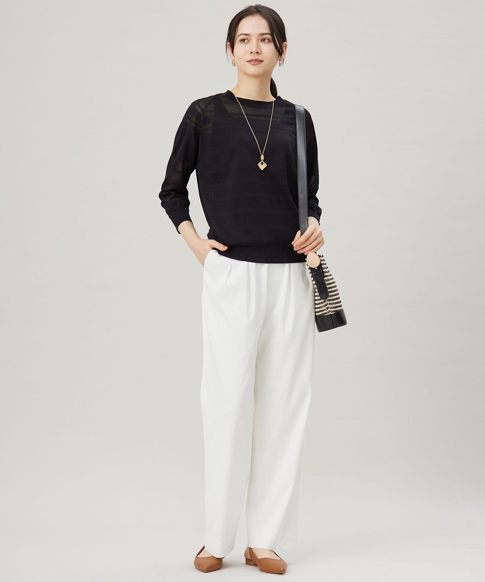 自由区 【ワコールコラボ】【洗える】シアーボーダー ニット 