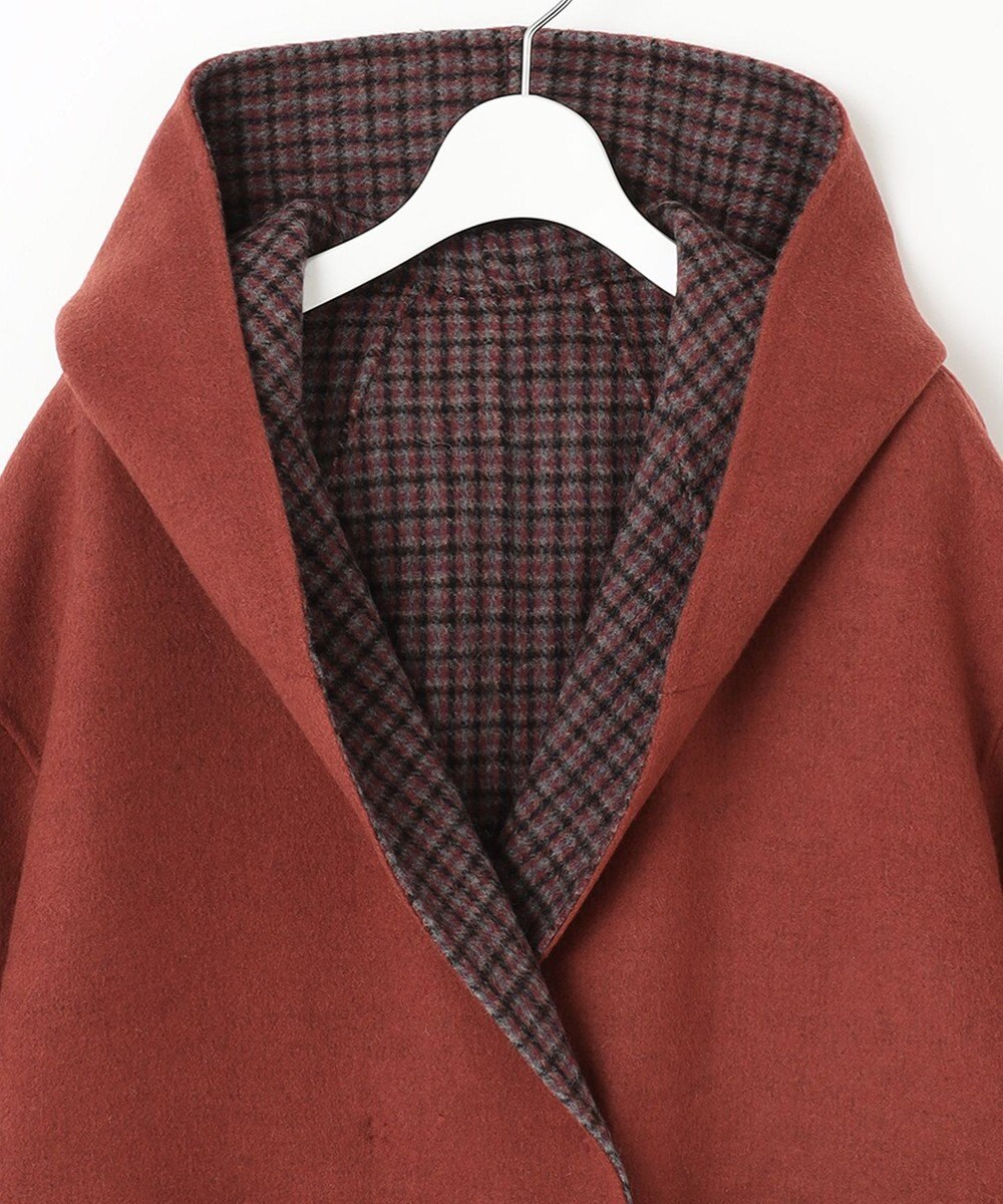 自由区 【リバーシブル】ウールリバー フード付きショートコート 