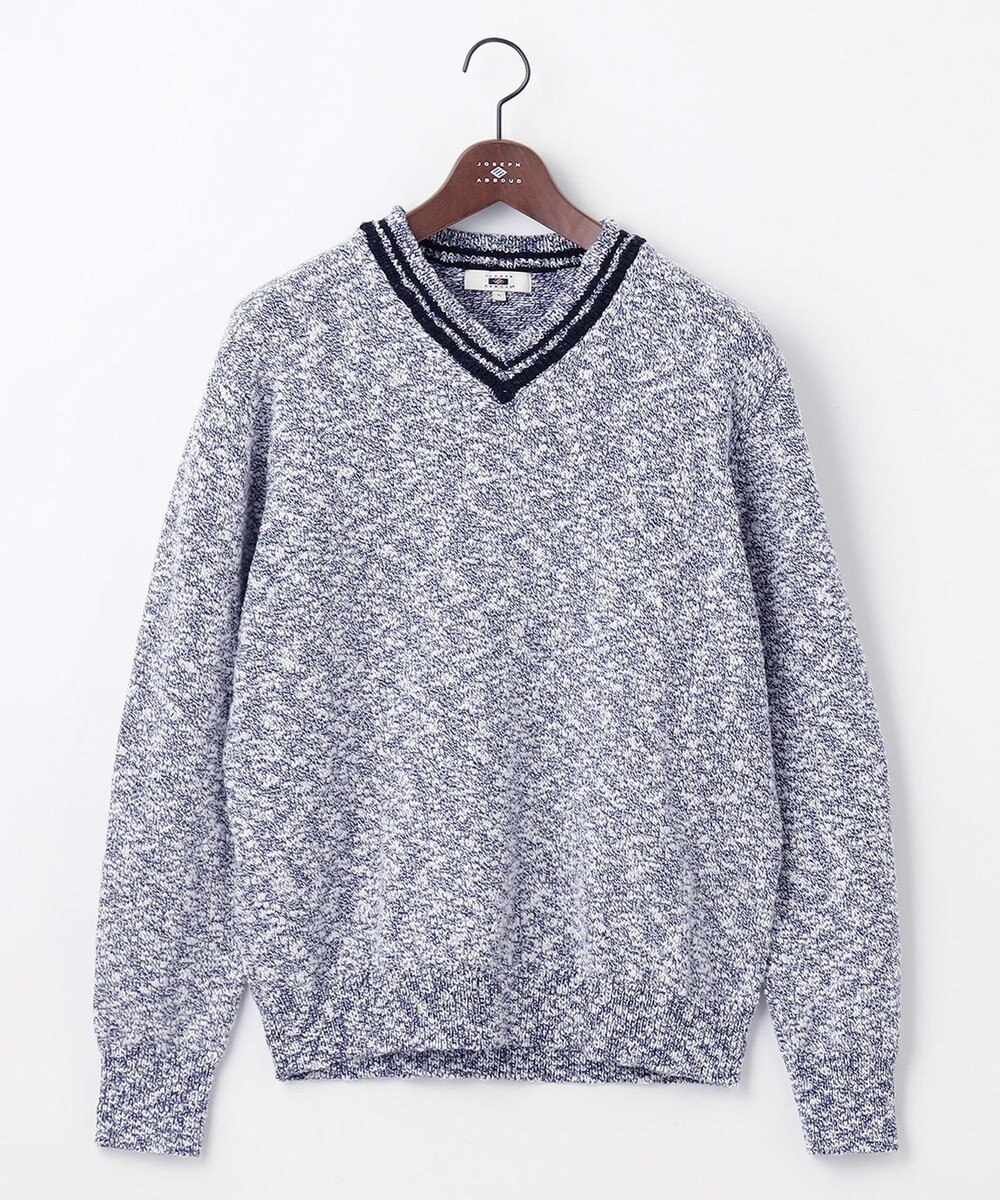 JOSEPH ABBOUD 【洗える・イタリア糸使用】コットンスラブ Vネック ニット 