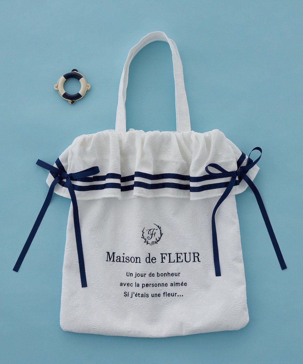 Maison de FLEUR ラインリボンジャカードトートバッグ 