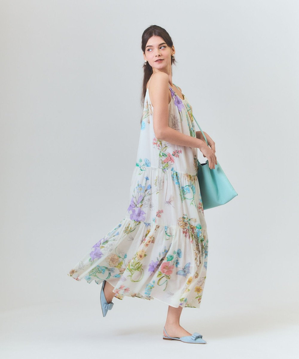 GRACE CONTINENTAL ボタニカルティアードドレス 