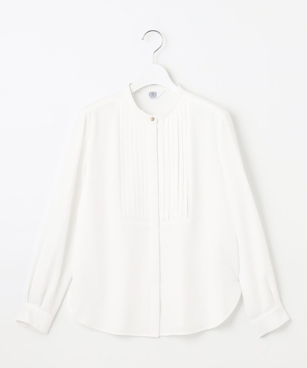 J.PRESS LADIES 【洗える】ヌーディスバックサテン バンドカラー ブラウス 