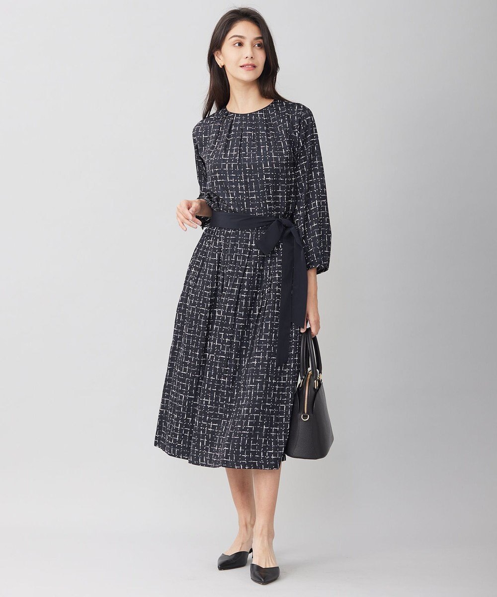 自由区 L 【セットアップ対応・洗える】スクラッチチェックプリント ブラウス 