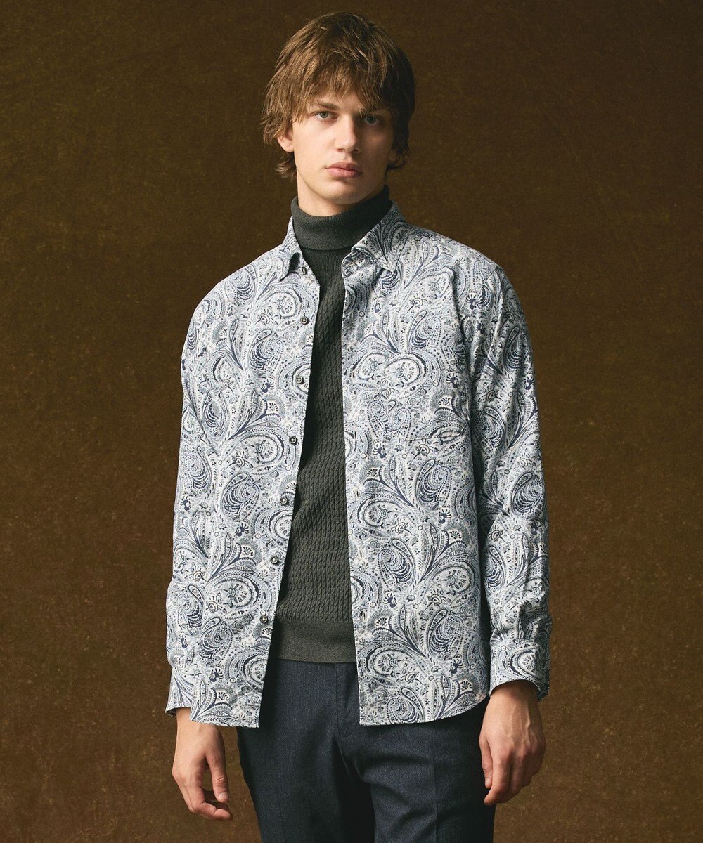 JOSEPH ABBOUD 【LIBERTY・綿100％】リバティペイズリープリントコーデュロイ シャツ 
