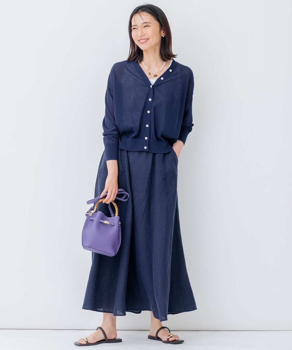 23区 L 【洗える】LIBECO フレア ロングスカート 