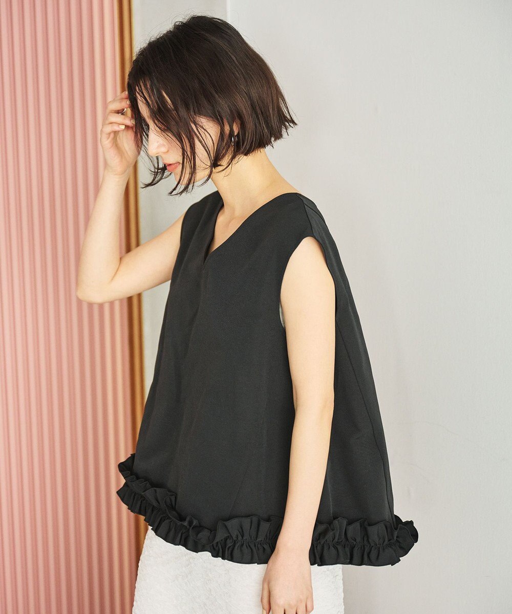 #Newans 【金子綾さんインスタライブご紹介アイテム】〈小柄さんにお勧め〉フリルヘムジレブラウス 