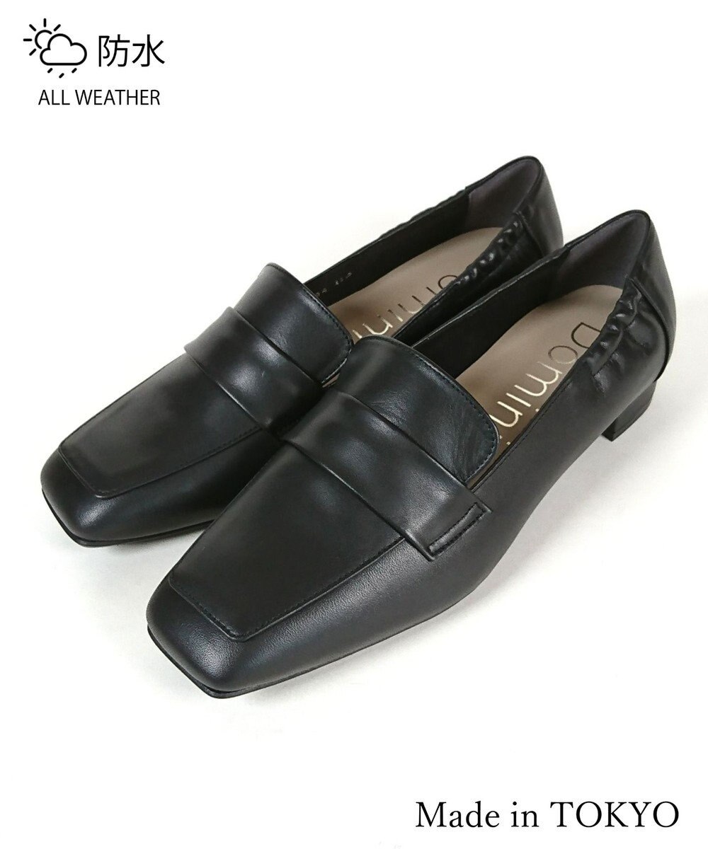 Dominic3 晴雨兼用 サイドギャザー ソフトレザーローファー 