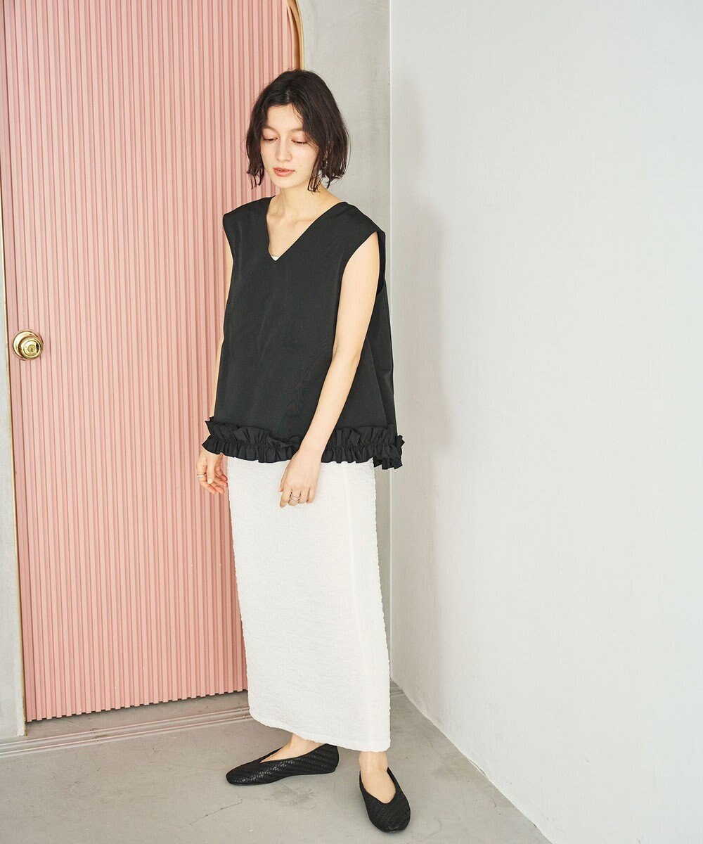 #Newans 【金子綾さんインスタライブご紹介アイテム】〈小柄さんにお勧め〉フリルヘムジレブラウス 