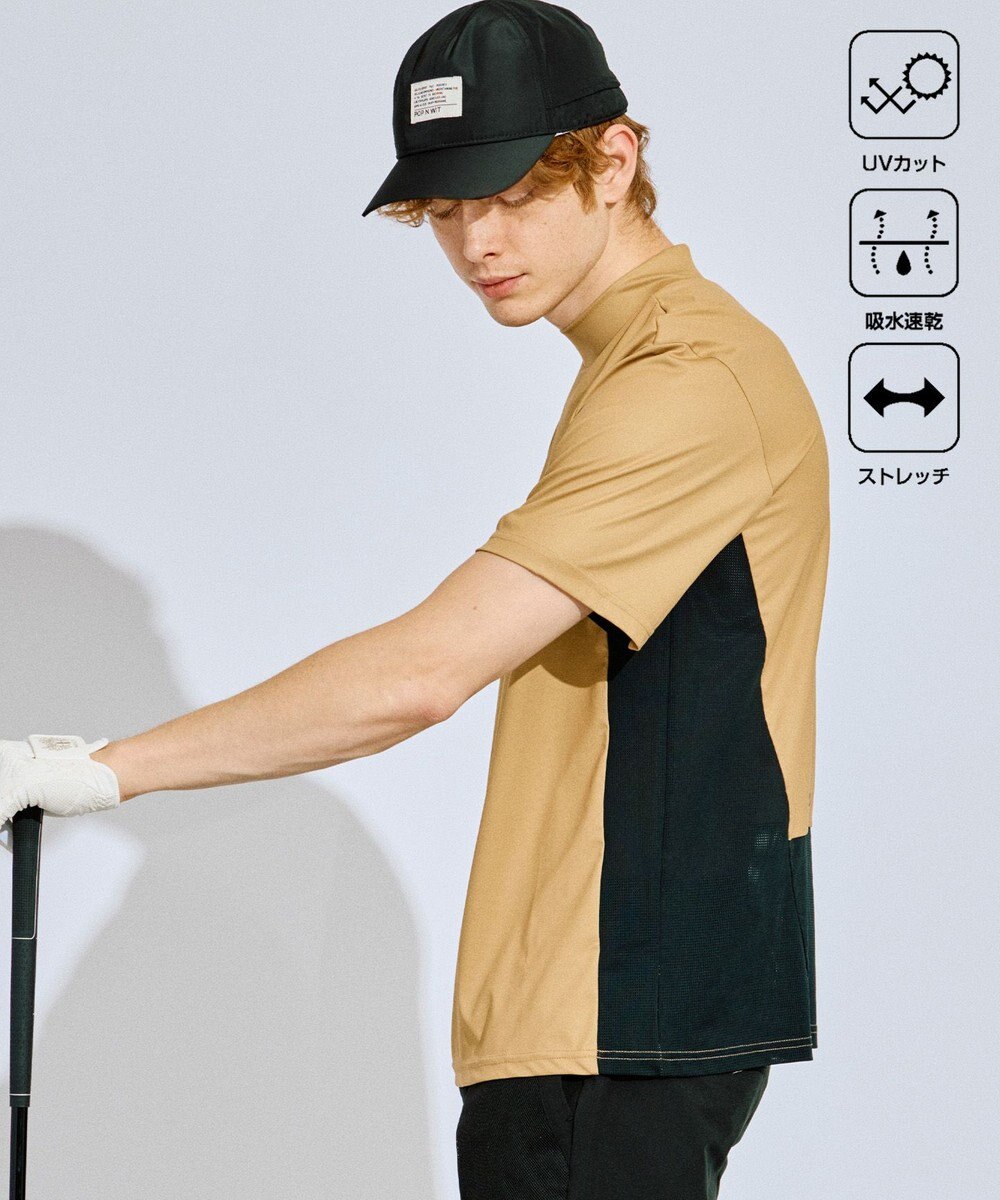PW CIRCULUS 【吸水速乾 / UV遮蔽率96.3% UVカット / ストレッチ】【MEN】メッシュコンビモックネックT ゴルフ 
