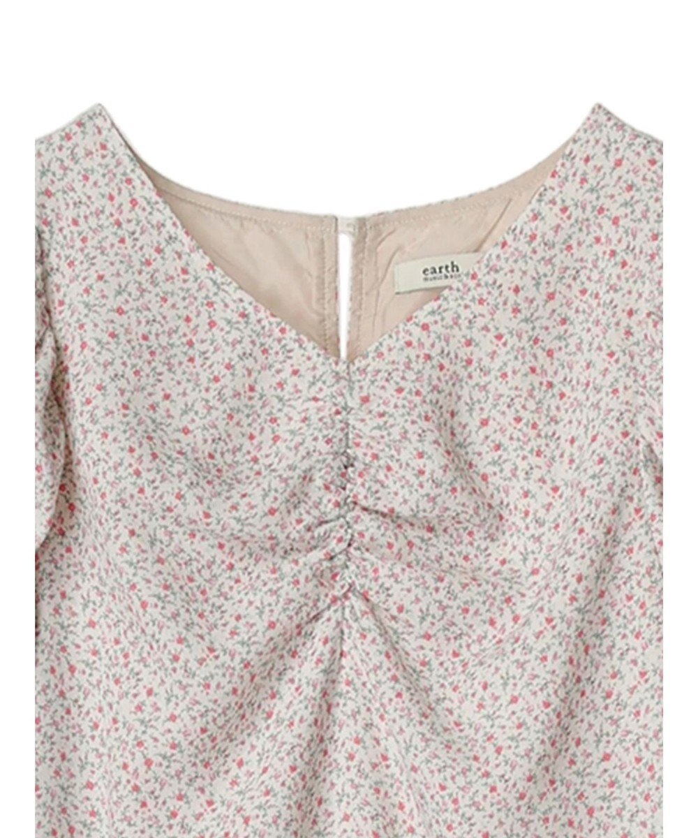 earth music&ecology 袖ドロストフラワーワンピース 