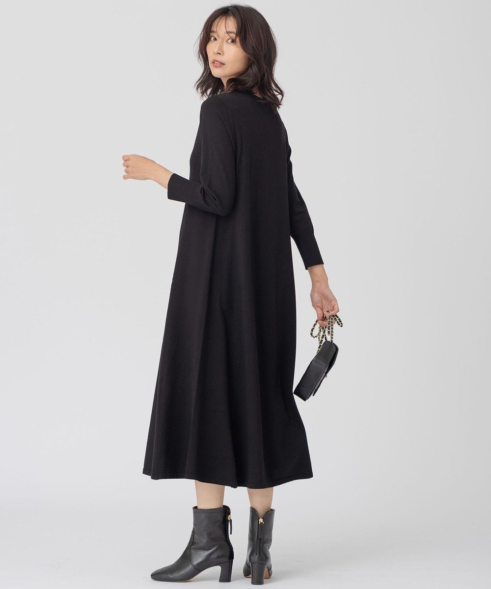 23区 ヴィスコースストレッチ ニット フレア ワンピース 