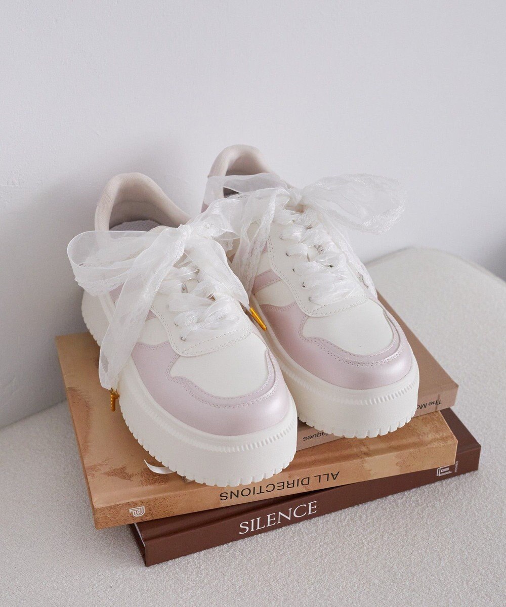 Maison de FLEUR レースリボン厚底スニーカー 