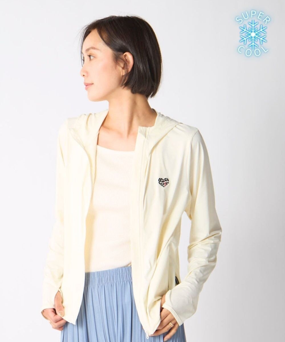 OP／FILA 【Ocean Pacific】スーパーナイロンクール｜接触冷感ロゴ入りラッシュパーカー 