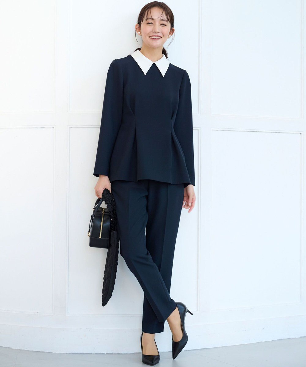 組曲 S 【KUMIKYOKU NAVY】コンフォータブルドレープ 襟付きブラウス 