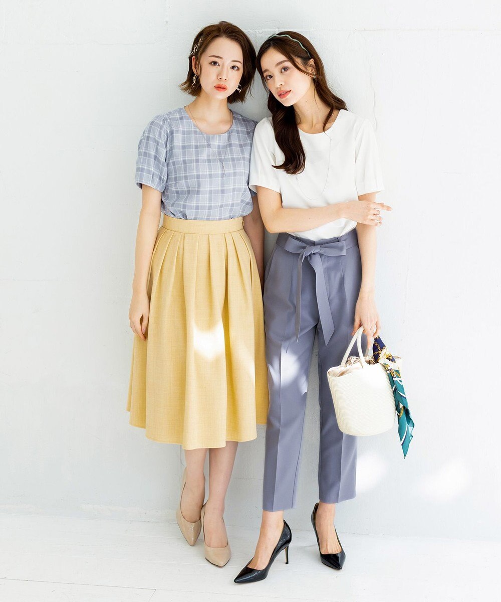 Tiaclasse 【洗える】体型カバーも叶う麻調フレアタックスカート 