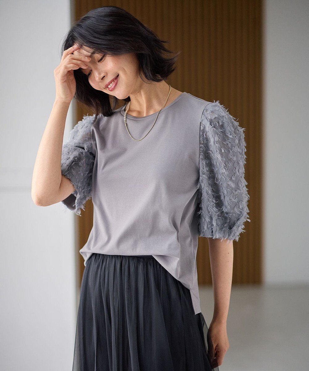 ANY L シルケットスムースジャガードスリーブプルオーバー 