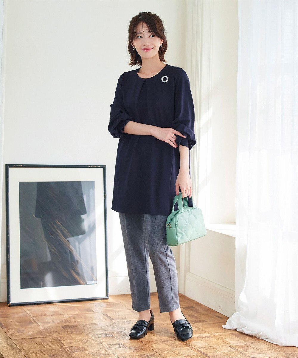 Tiaclasse L 【洗える】タックスリーブポンチチュニック 