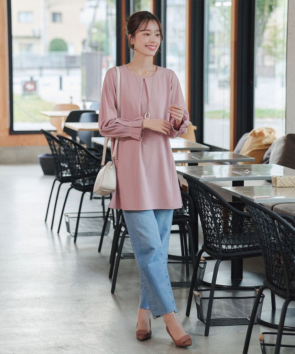 Tiaclasse L 【洗える】タックスリーブポンチチュニック 