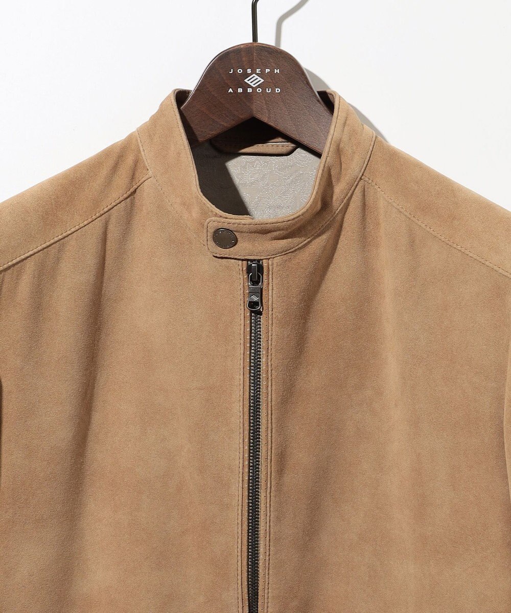JOSEPH ABBOUD 【スプリングレザー/スウェード】ゴートスウェード シングルライダース ジャケット 