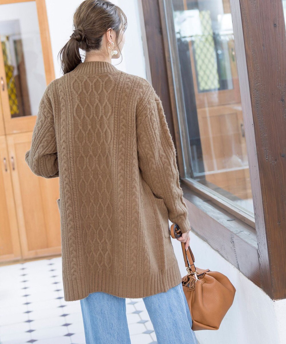 Tiaclasse L 【洗える】大人華やかなアラン柄ニットカーディガン 