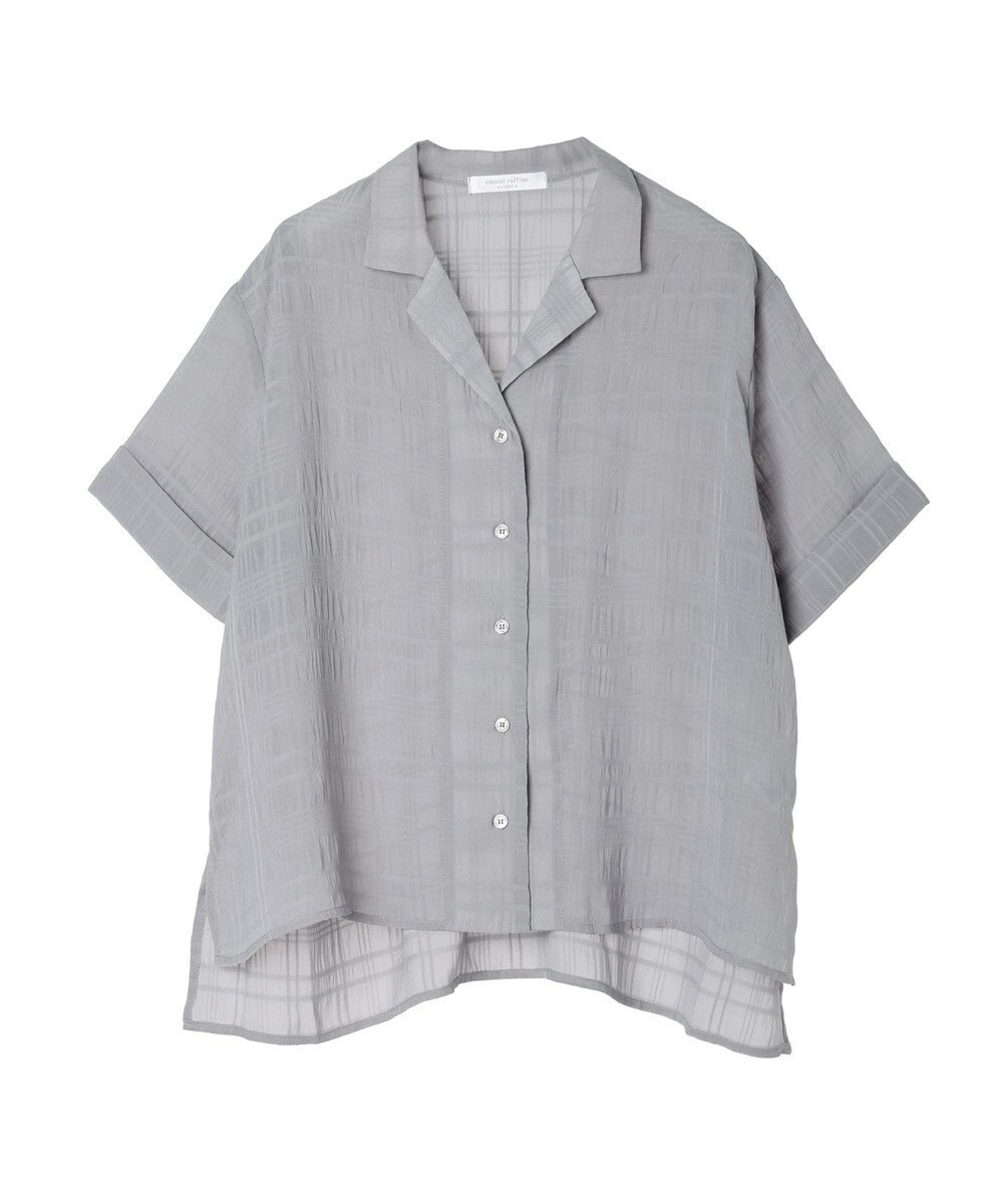 Green Parks シアーチェック開襟ブラウス 