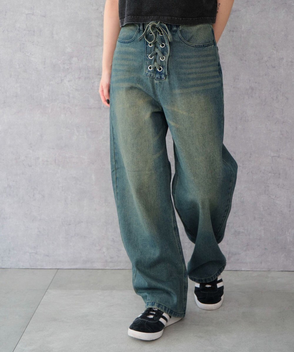 WEGO レースアップデニムパンツ 