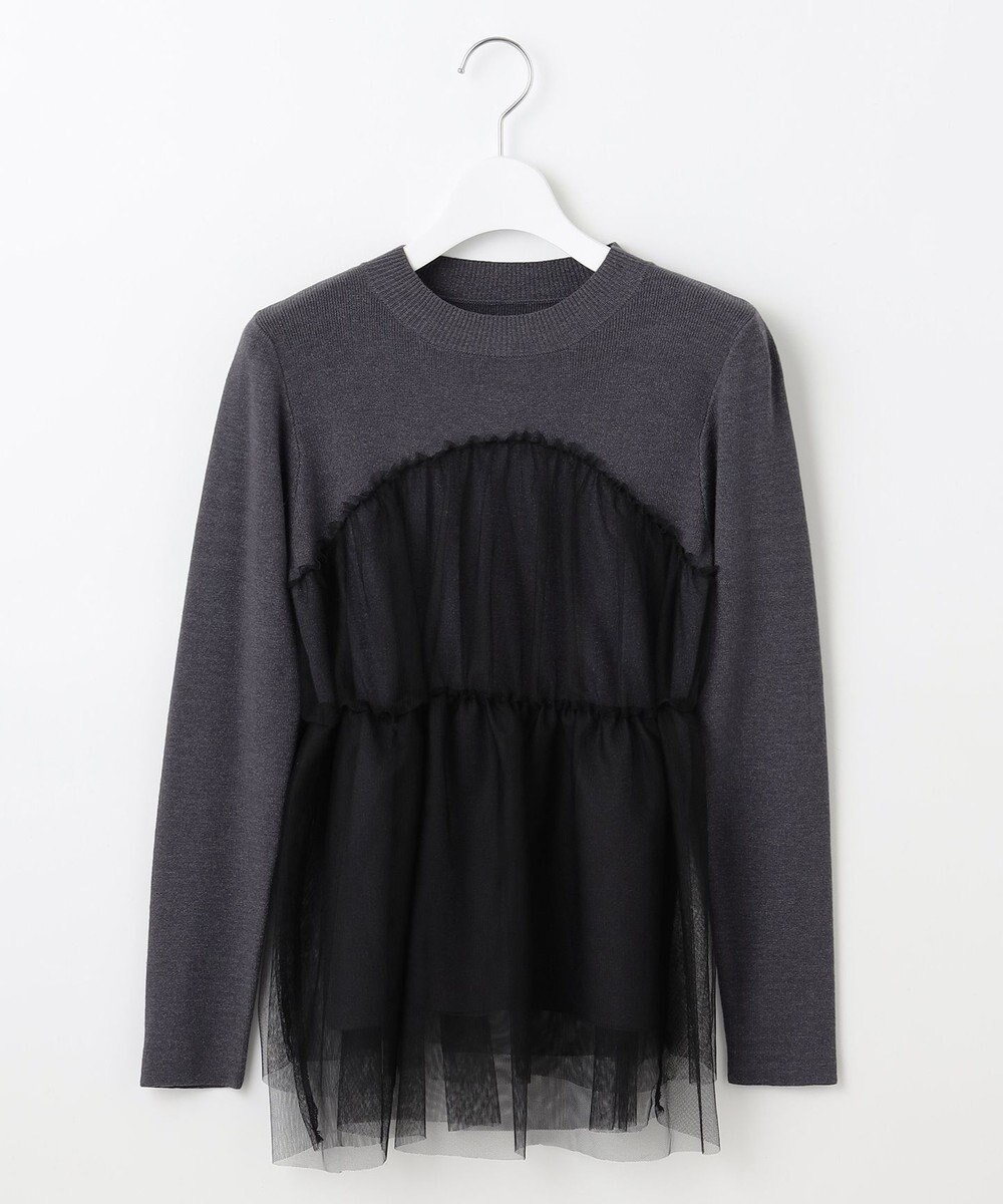 Feroux 【洗える】チュールコンビ プルオーバーニット 