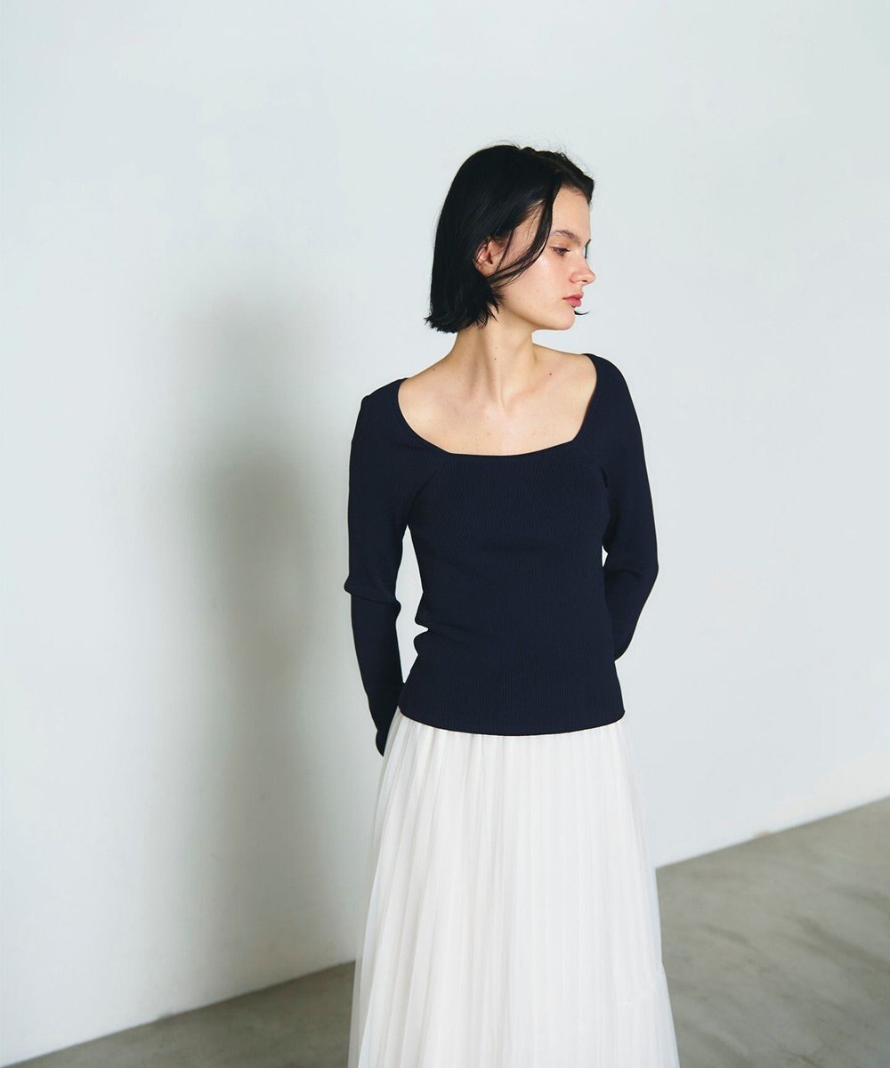 GRACE CONTINENTAL リブスクエアニットトップ 