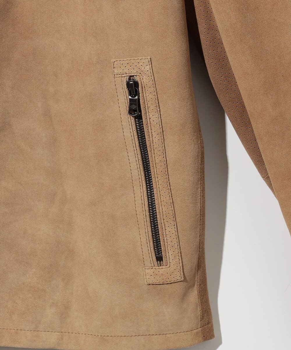 JOSEPH ABBOUD 【スプリングレザー/スウェード】ゴートスウェード シングルライダース ジャケット 