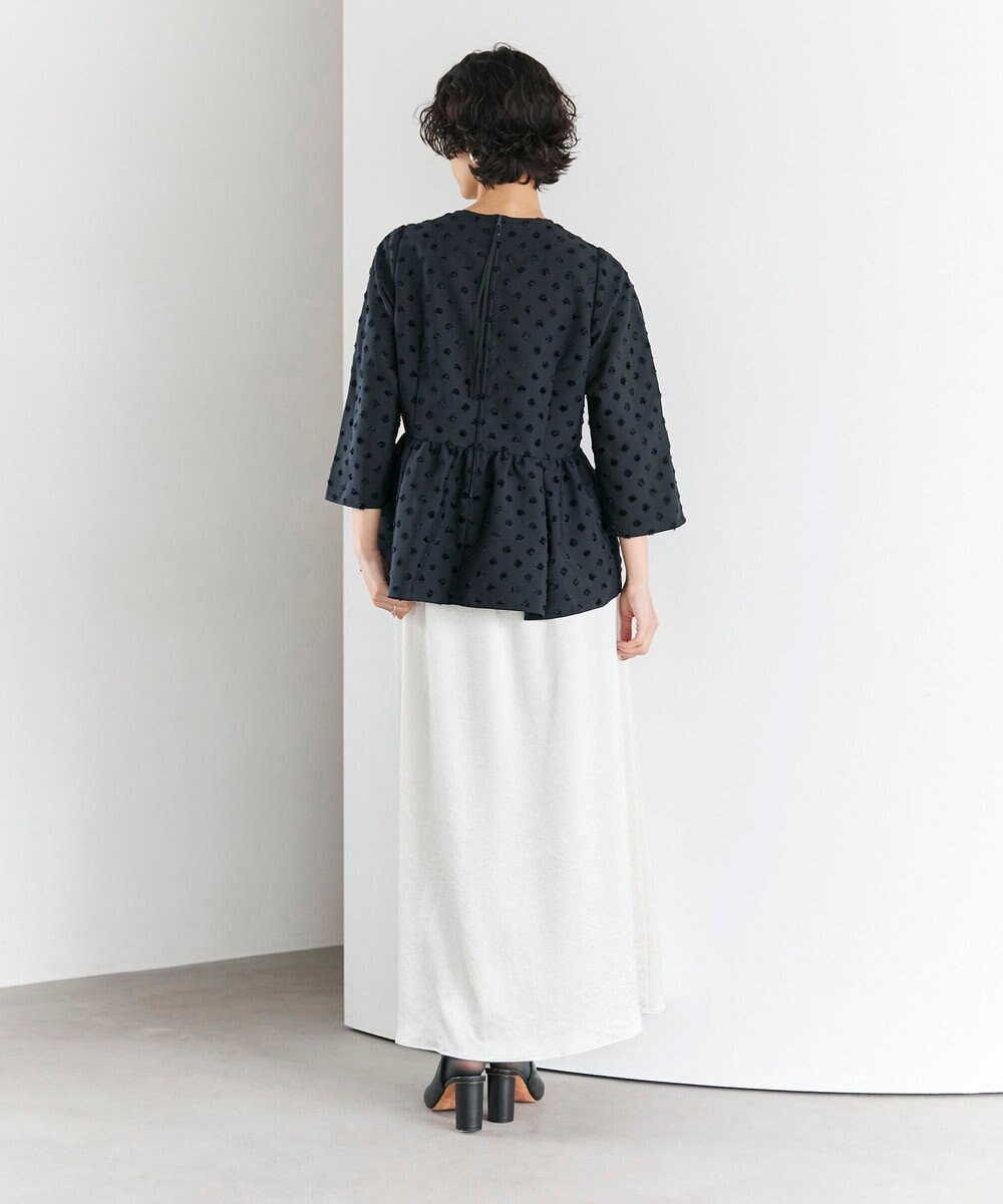 #Newans 【洗濯機可】ジャガ―ドドットペプラムブラウス 