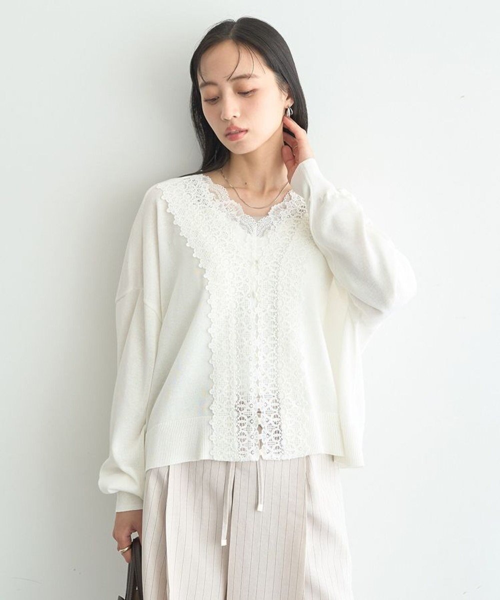 earth music&ecology 【2WAY】レーストリムシアーニットカーディガン 