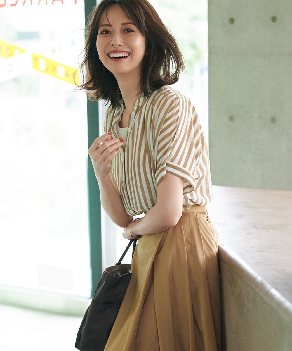 23区 【WEB&一部店舗限定/洗える】ストライププリント シフォン ブラウス 