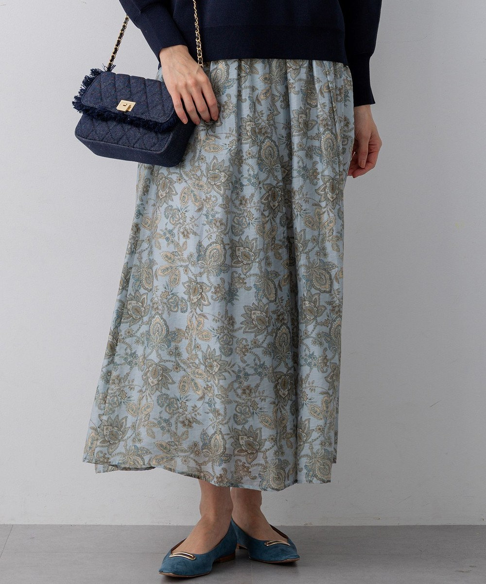 23区 S 【先行予約】Ericaキャラコ ペイズリープリント フレア スカート 