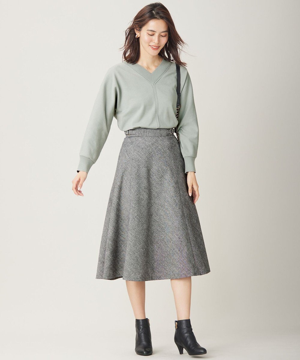 ANY SIS 【洗える】ベルトポイントフレア スカート 