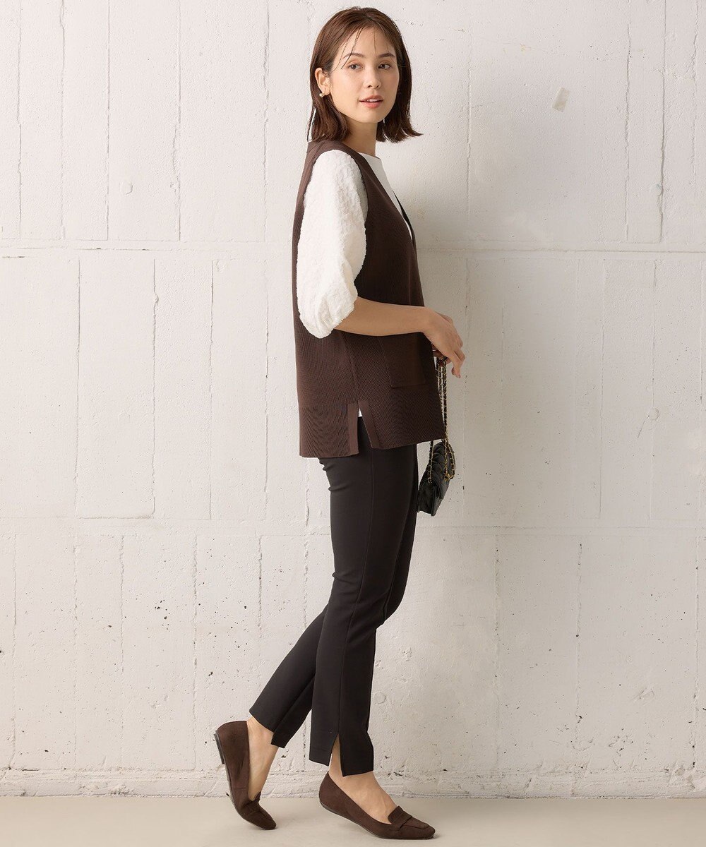 組曲 【洗える・軽量】パールディテールニット ベスト 