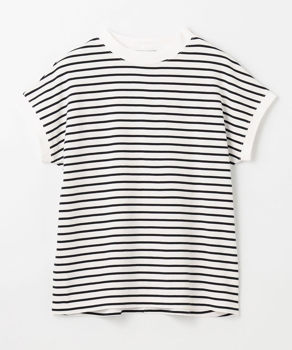 ANY L 【大好評につき新色登場！】モックネックフレンチスリーブ ボーダーＴシャツ 