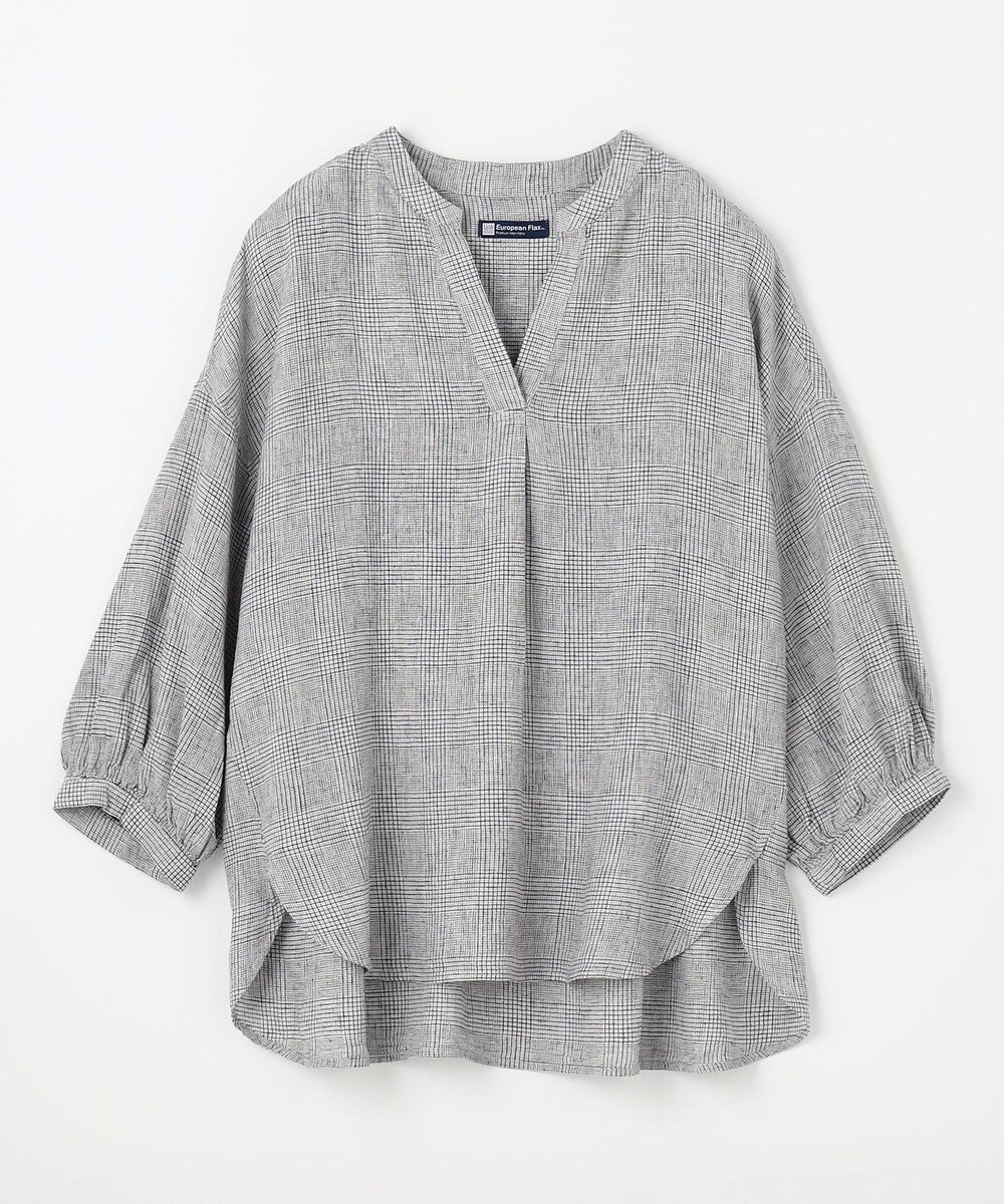 ANY L 【手洗い可能】ヨーロピアンリネンスキッパーネックブラウス 