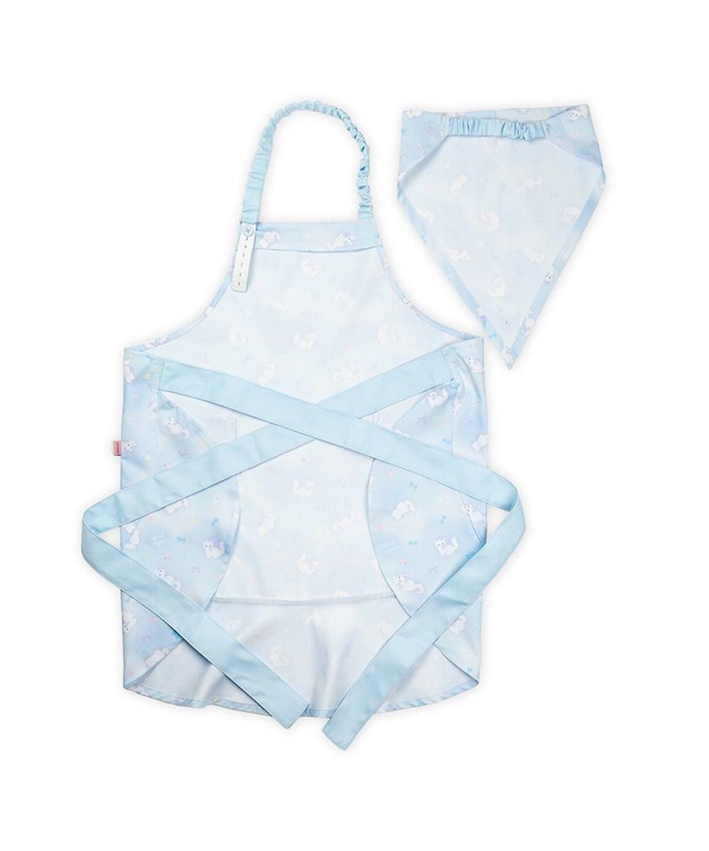 Mother garden マザーガーデン フリルエプロン 三角巾付き 130～150cm 《ふわねこ柄》 