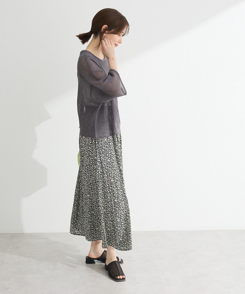 Green Parks 七分袖コットンメッシュラグラントップス 