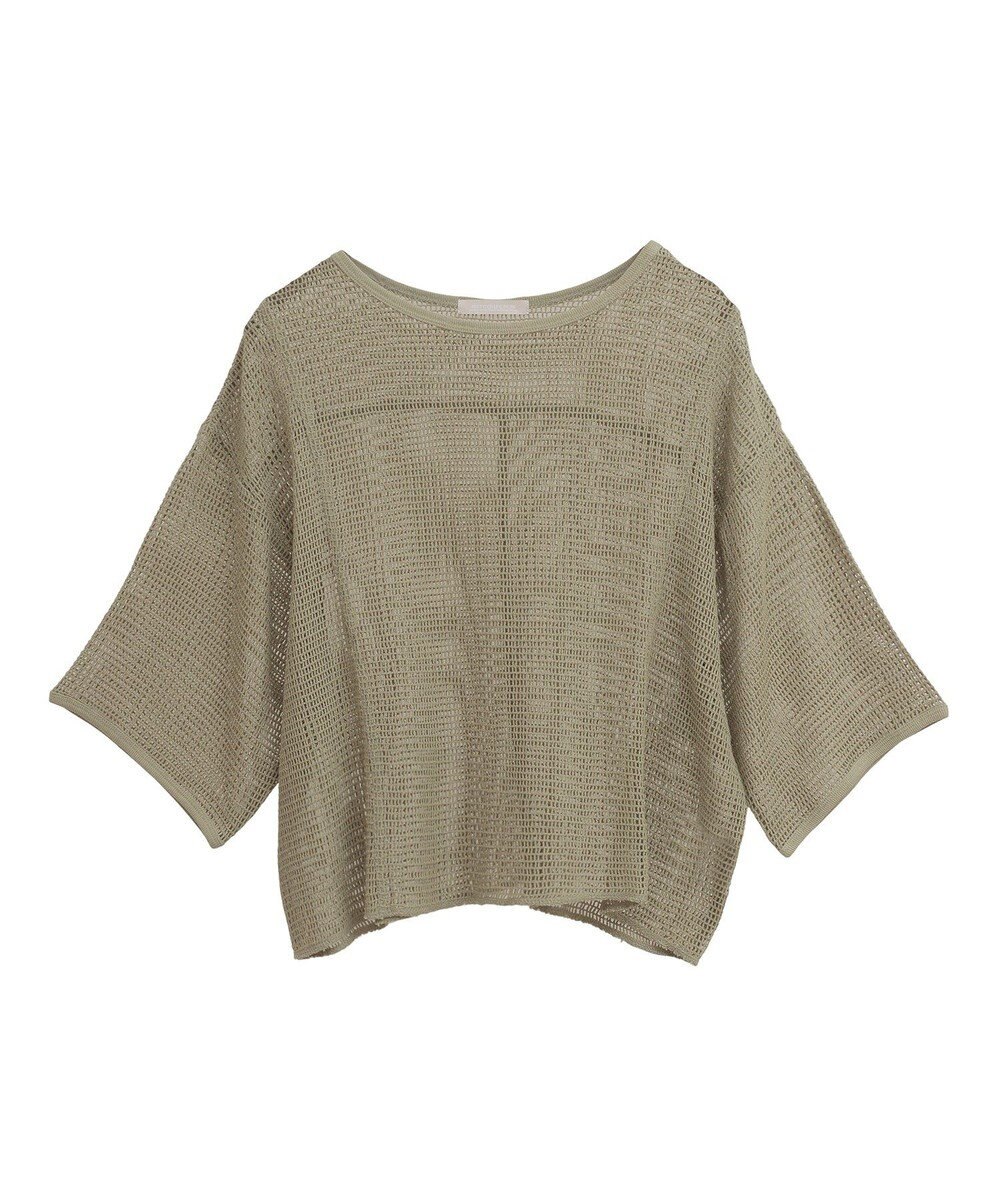 Green Parks 七分袖コットンメッシュラグラントップス 