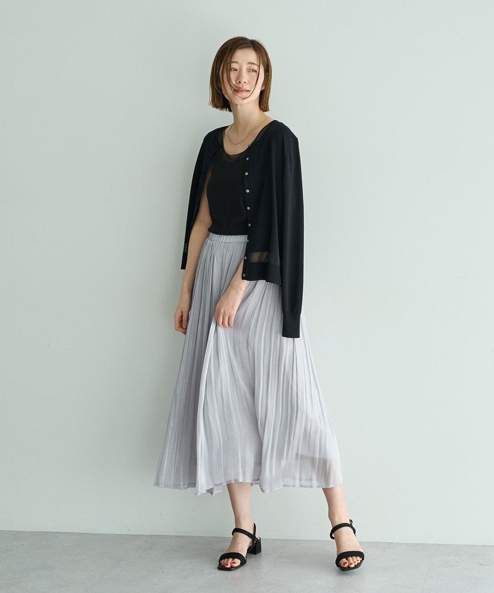 YECCA VECCA シャイニーサテンプリーツスカート 