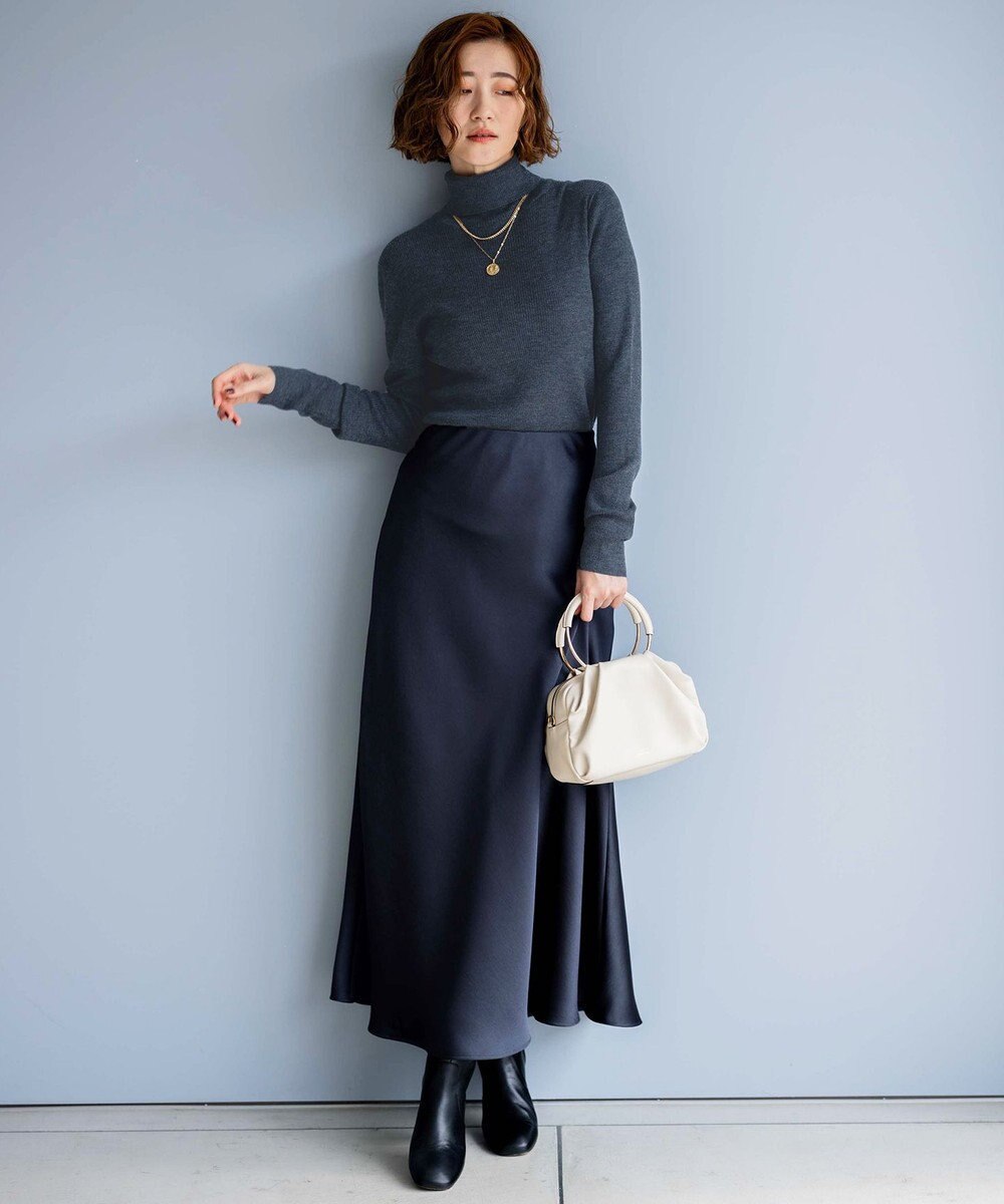 23区 L 【洗える】ヴィンテージサテン Iライン スカート 