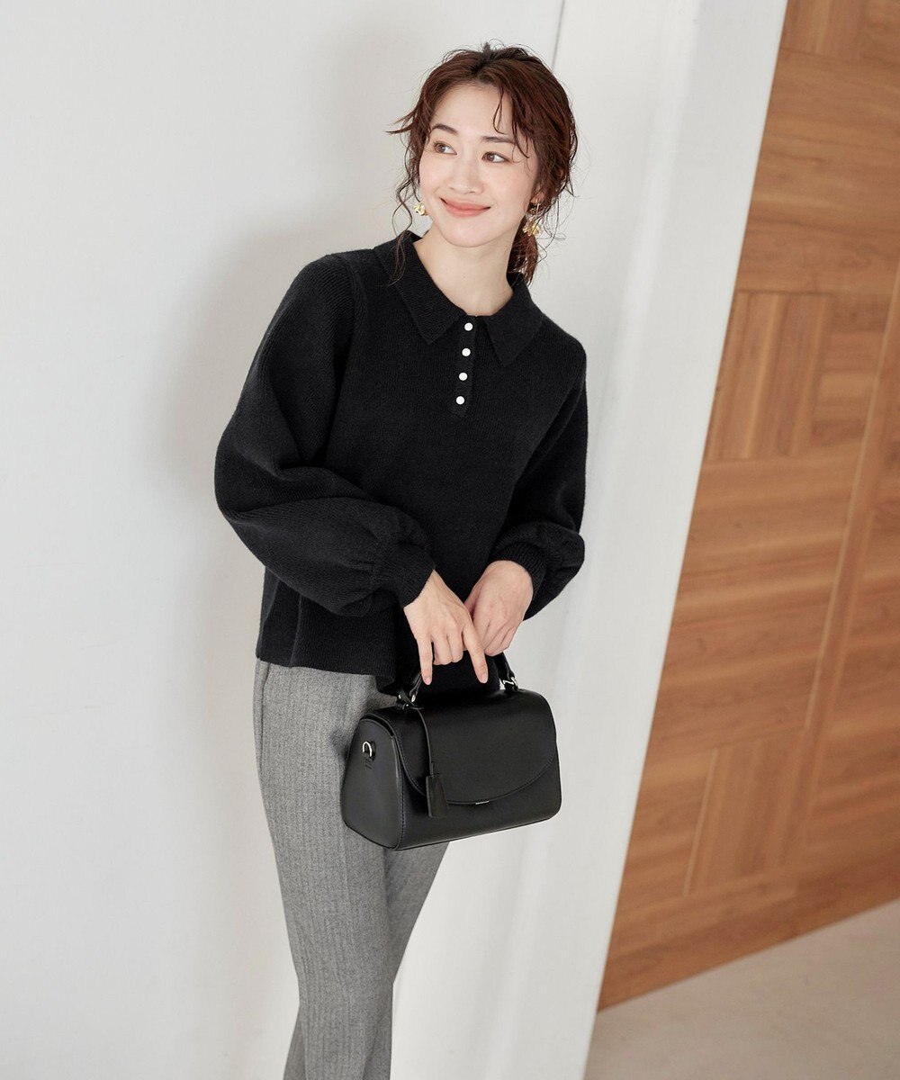 Tiaclasse 【洗える】衿付きパフ袖ニット 