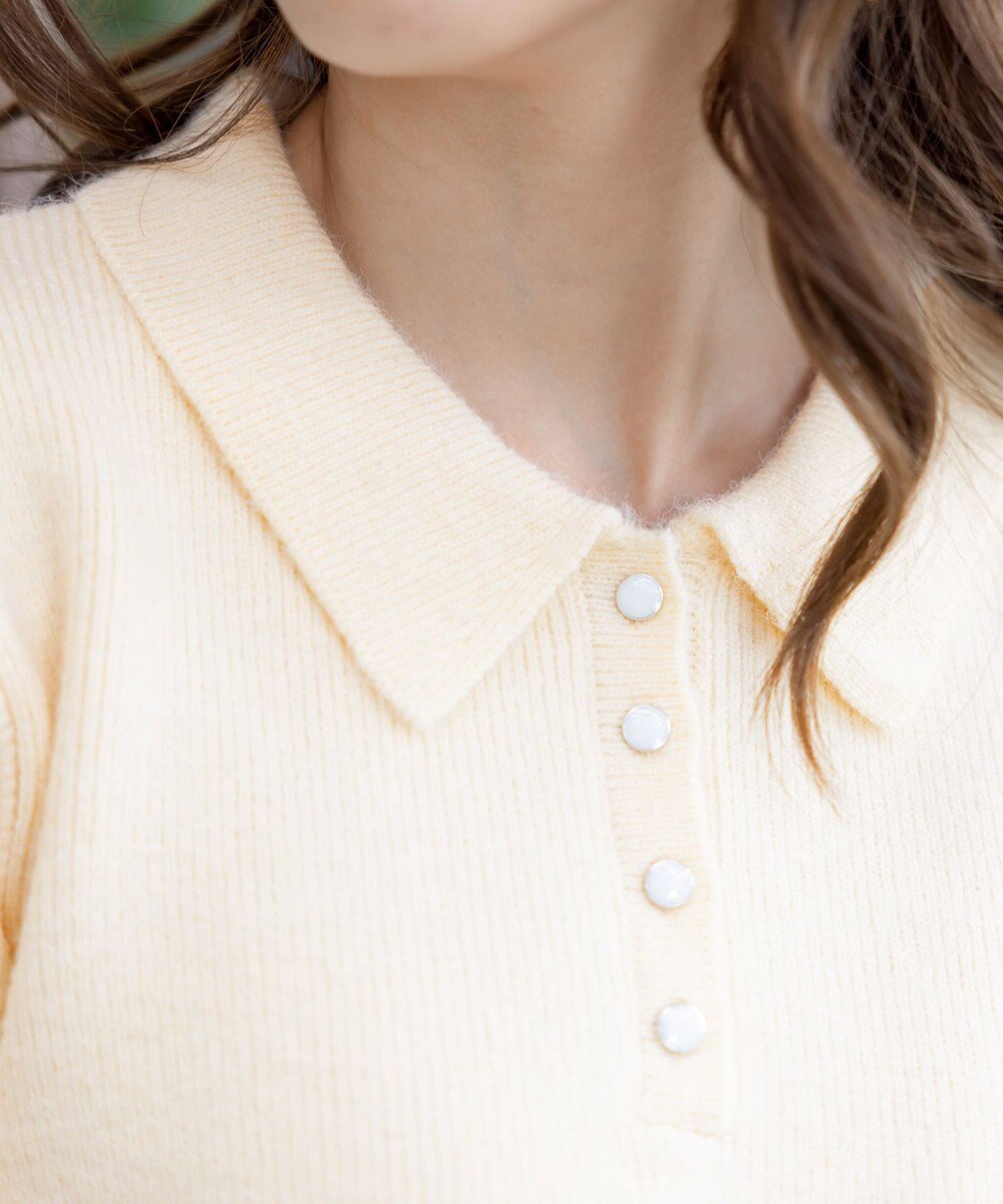 Tiaclasse L 【洗える】衿付きパフ袖ニット 