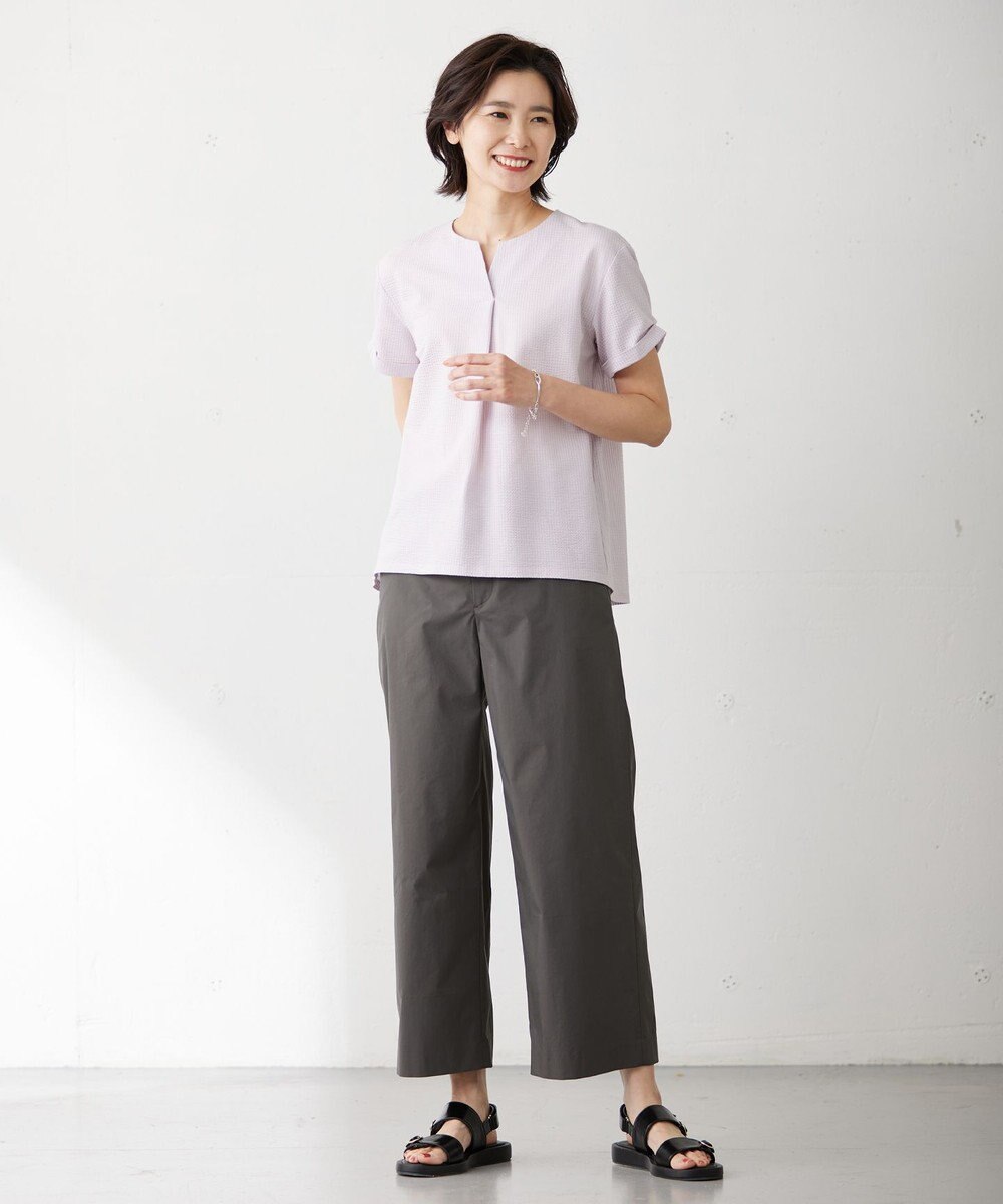 J.PRESS LADIES L 【WEB限定カラーあり・抗菌消臭・吸水速乾】サッカージャージー キーネック カットソー 