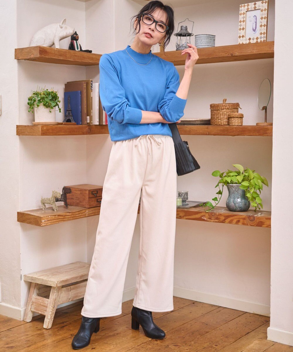 WEGO 【WEB限定/25年秋冬新作/ウエストゴム】裏ベロアワイドイージーパンツ 