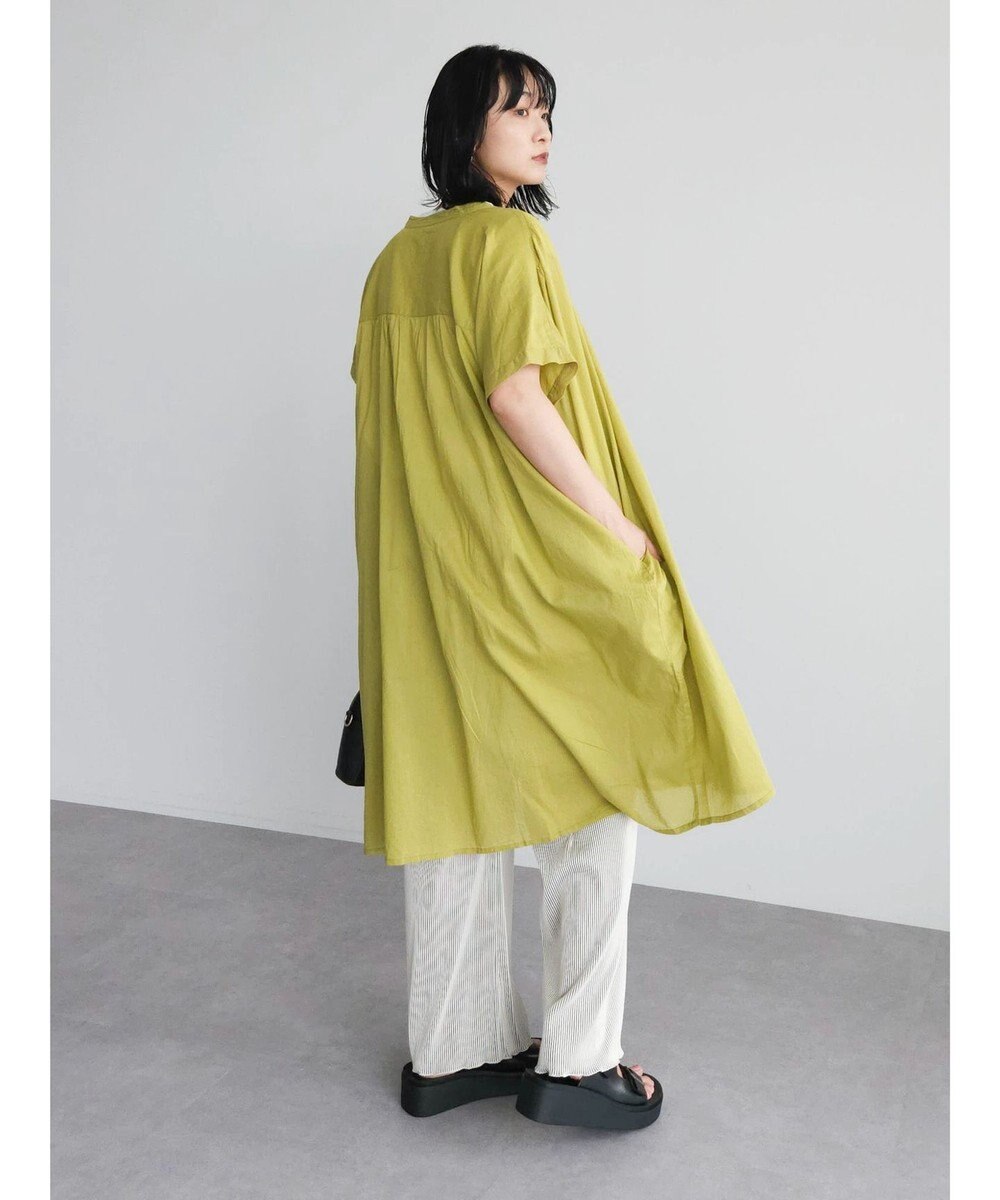 Green Parks インド綿 　ギャザー５分袖チュニック 